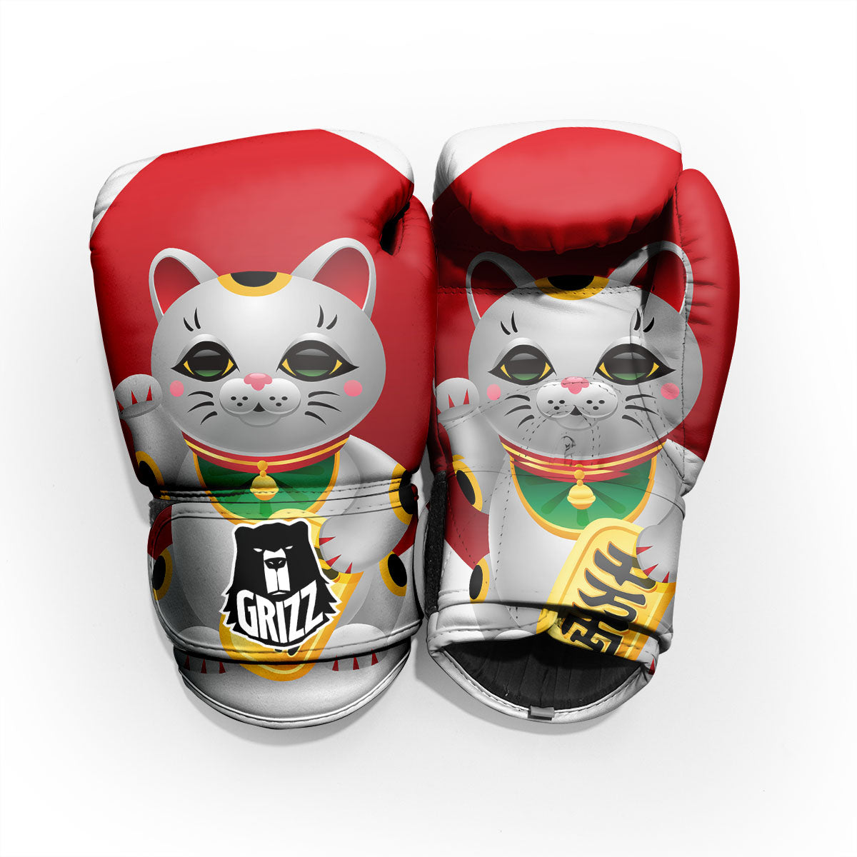Maneki Neko Japanese Lucky Cat Print Pro Boxing Glove