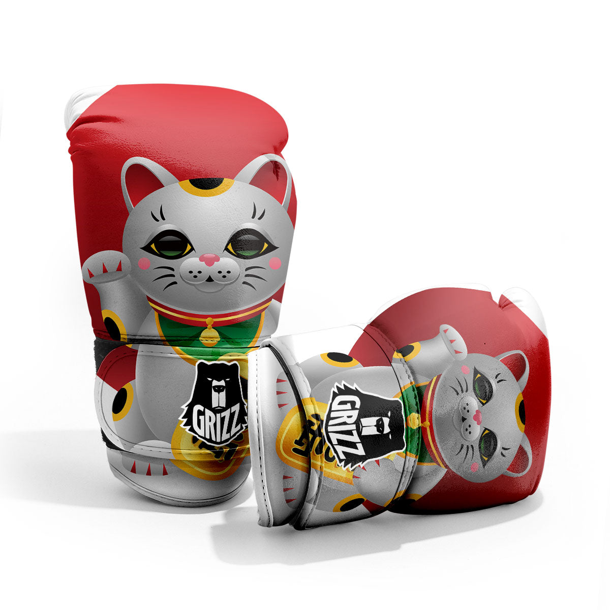 Maneki Neko Japanese Lucky Cat Print Pro Boxing Glove