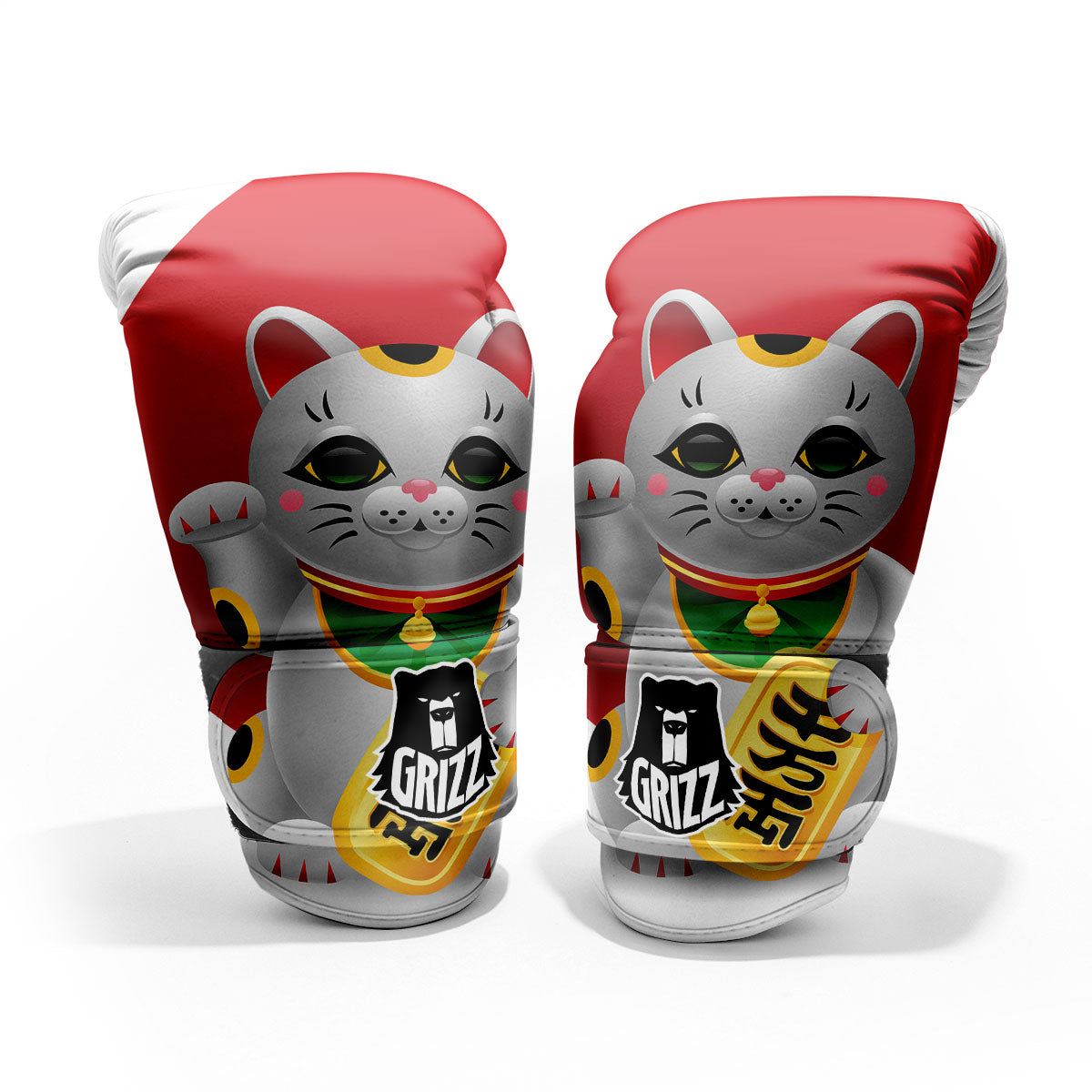Maneki Neko Japanese Lucky Cat Print Pro Boxing Glove