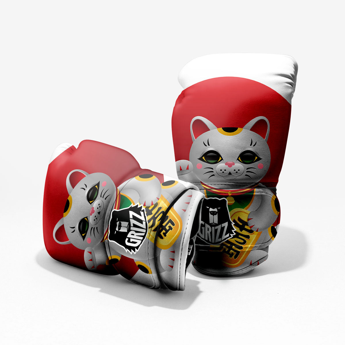 Maneki Neko Japanese Lucky Cat Print Pro Boxing Glove