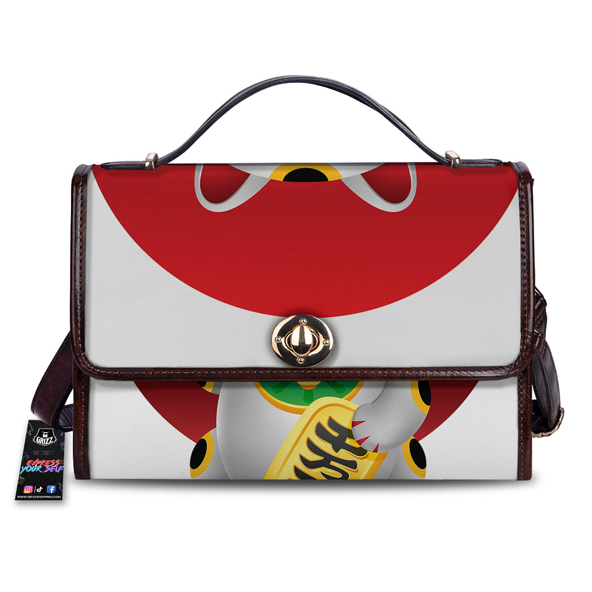 Maneki Neko Japanese Lucky Cat Print Women's Satchel Bag