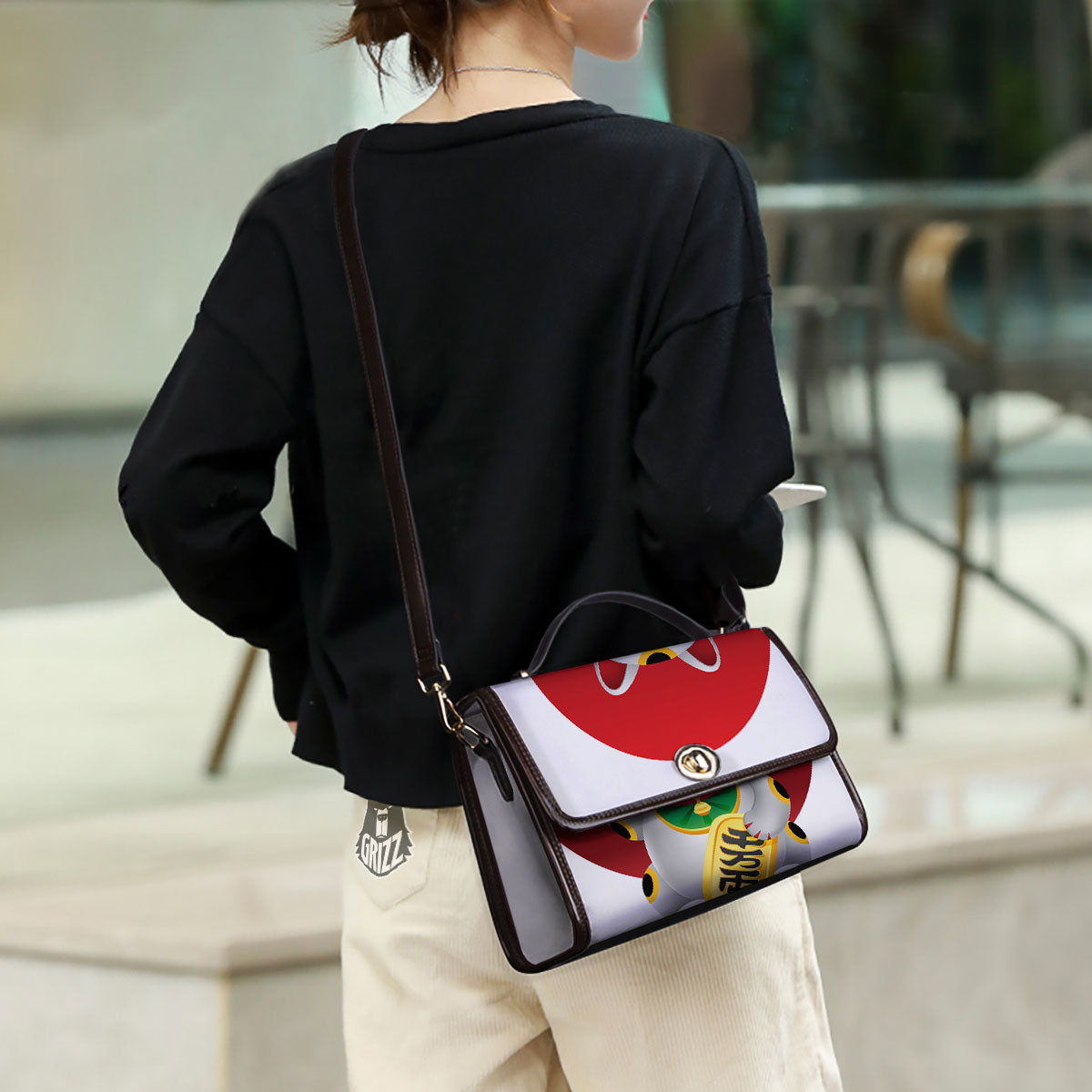Maneki Neko Japanese Lucky Cat Print Women's Satchel Bag