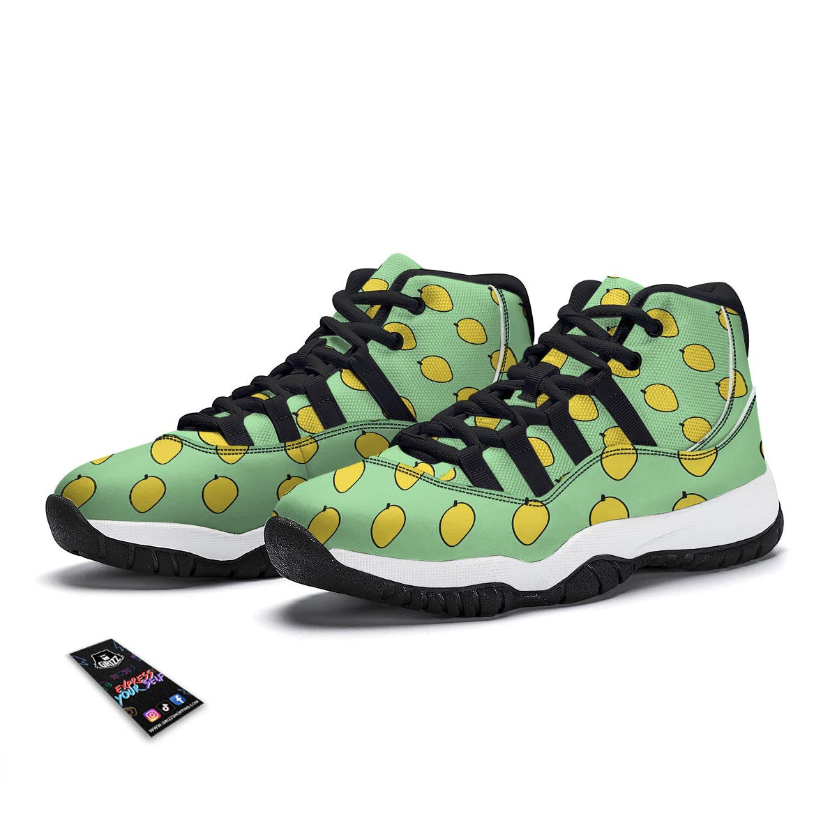 Mango Cute Pattern Print Black Bball Shoes-grizzshop