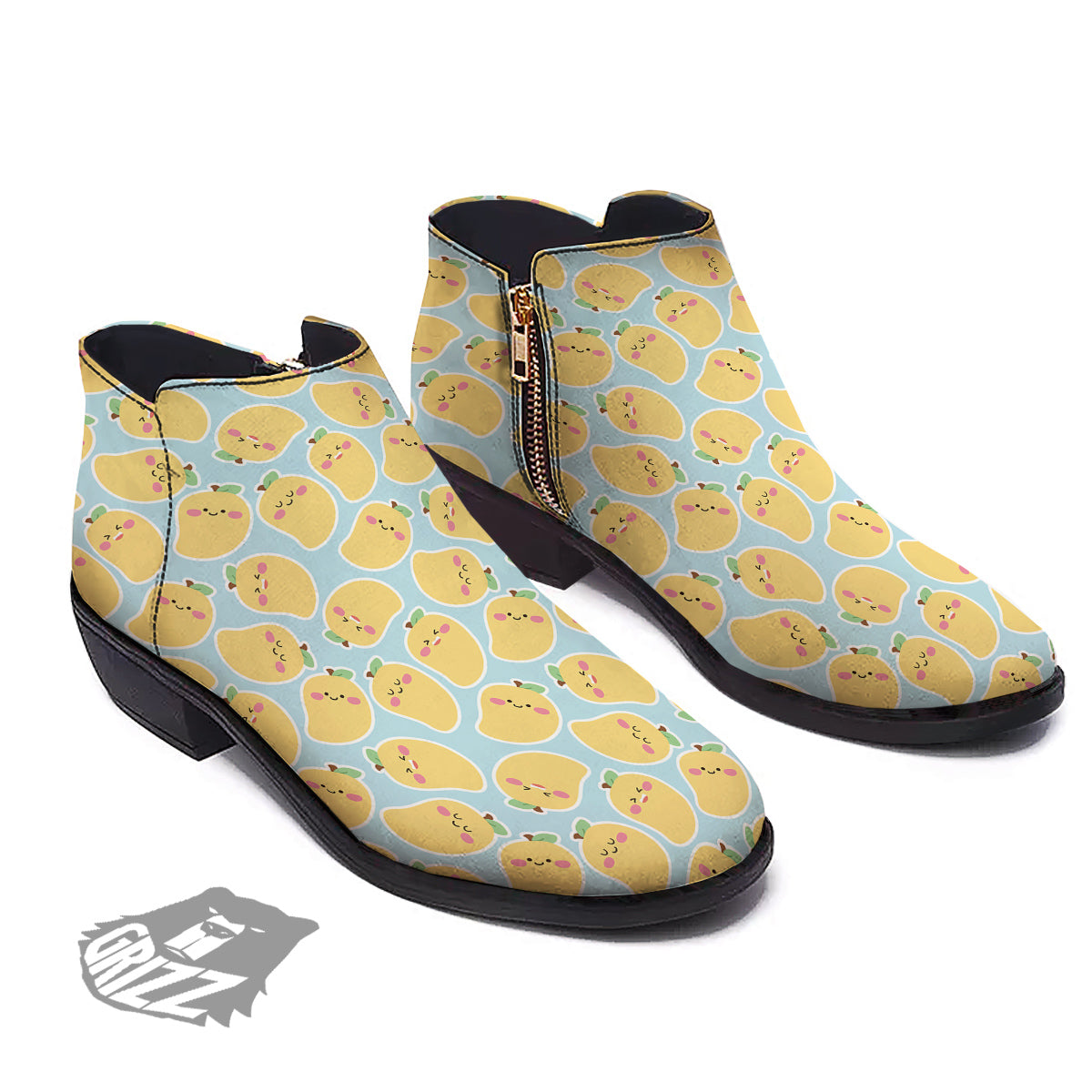 Mango Cute Print Pattern Ankle Boots-grizzshop
