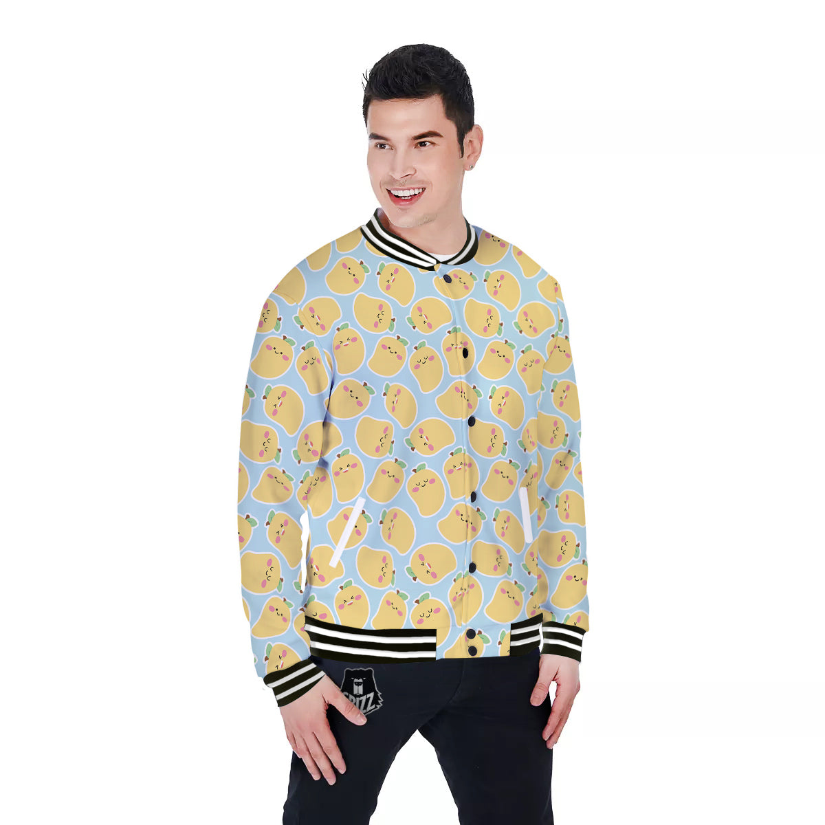 Mango Cute Print Pattern Baseball Jacket-grizzshop