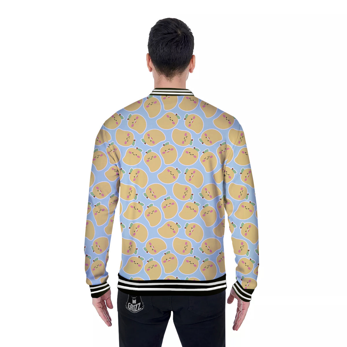 Mango Cute Print Pattern Baseball Jacket-grizzshop