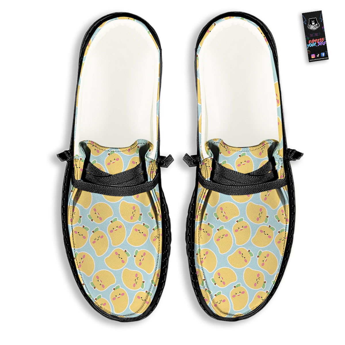 Mango Cute Print Pattern Black Loafers-grizzshop