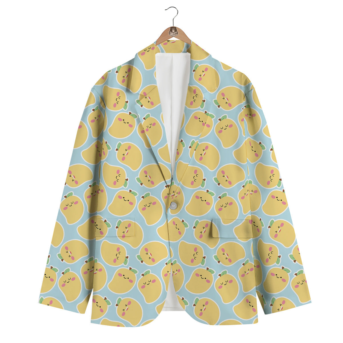 Mango Cute Print Pattern Men's Blazer-grizzshop