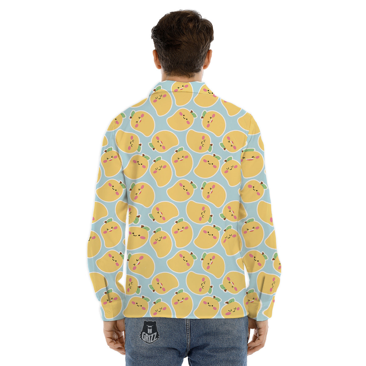 Mango Cute Print Pattern Men's Dress Shirts-grizzshop