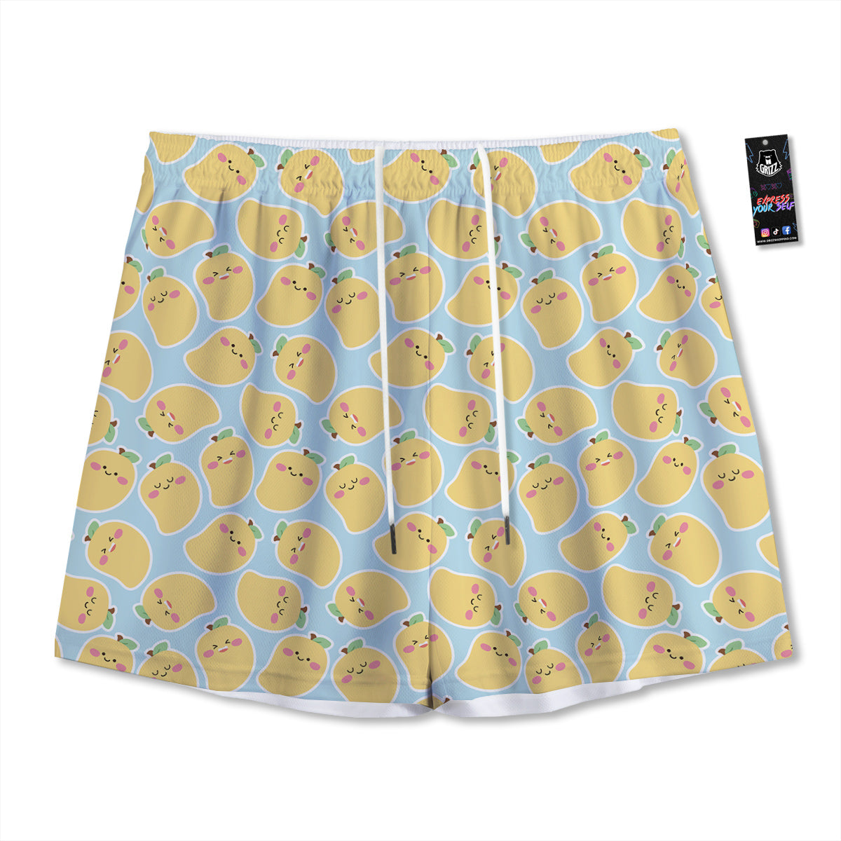 Mango Cute Print Pattern Mesh Shorts-grizzshop