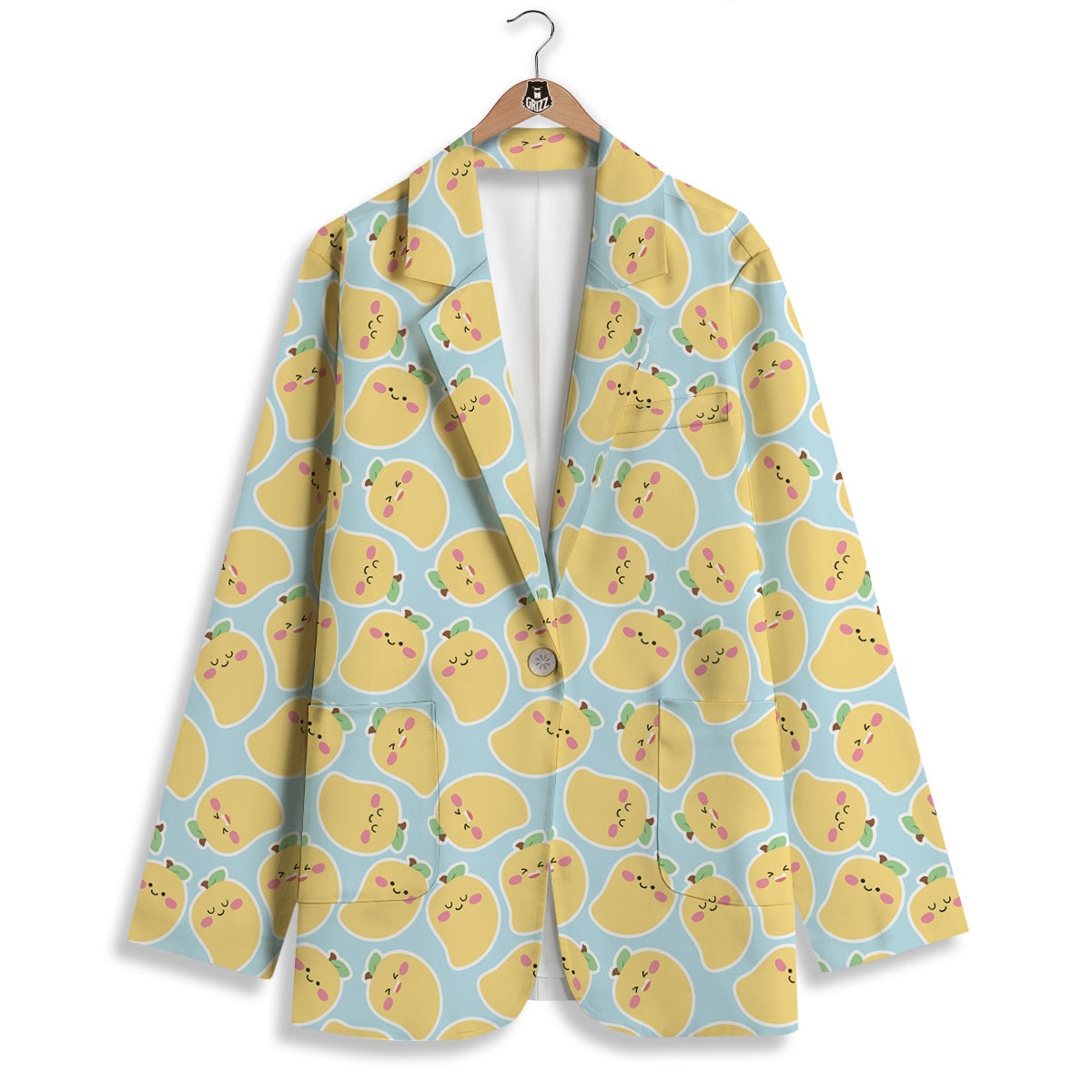 Mango Cute Print Pattern Women's Blazer-grizzshop