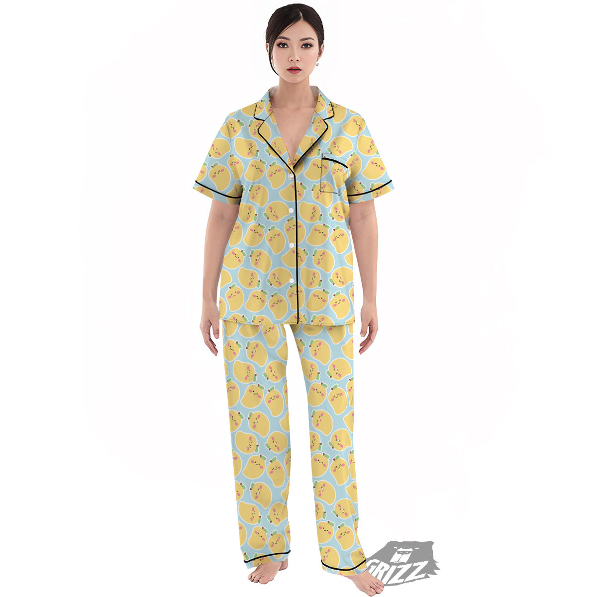 Mango Cute Print Pattern Women's Pajamas Set-grizzshop