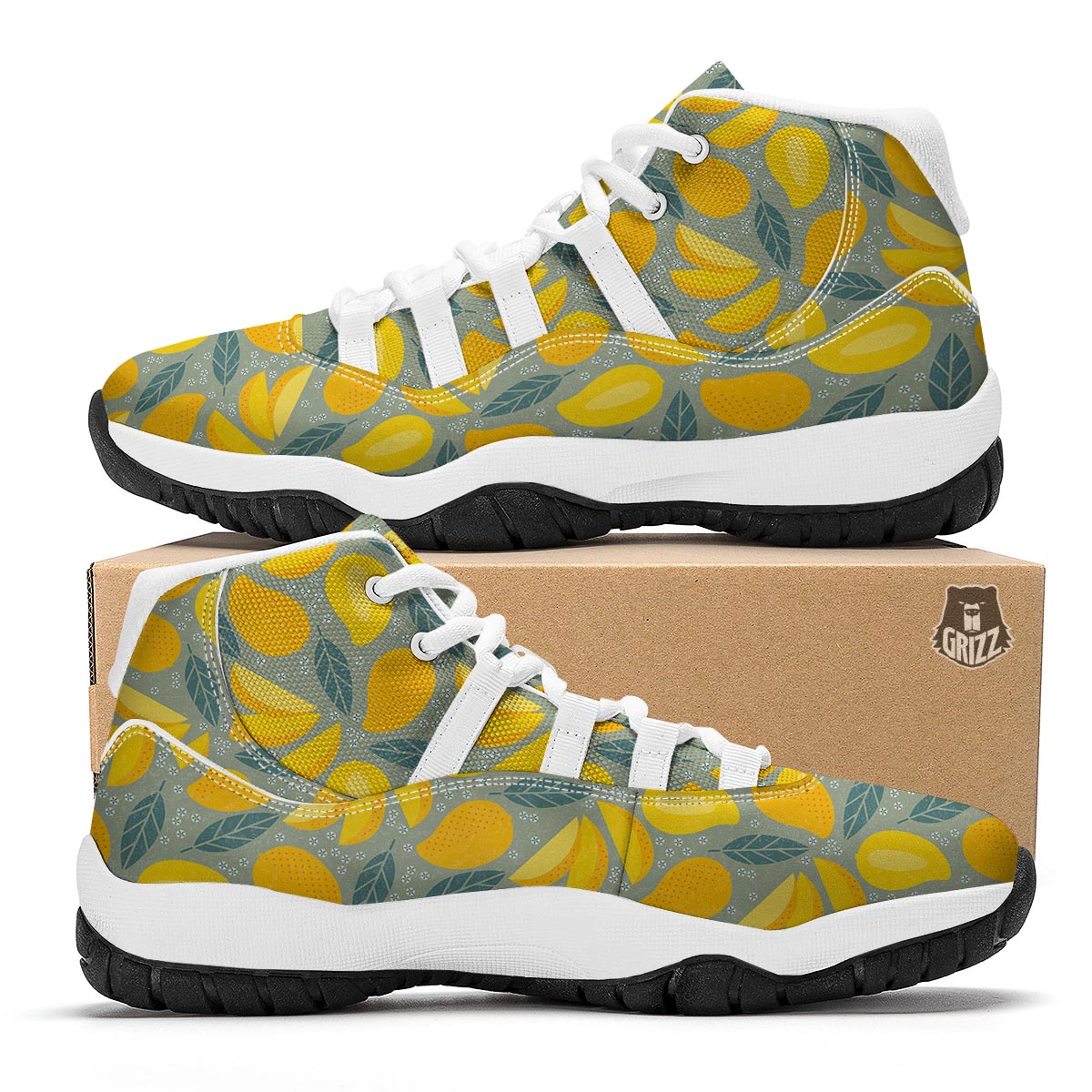 Mango Cute Watercolor Print Pattern White Bball Shoes-grizzshop