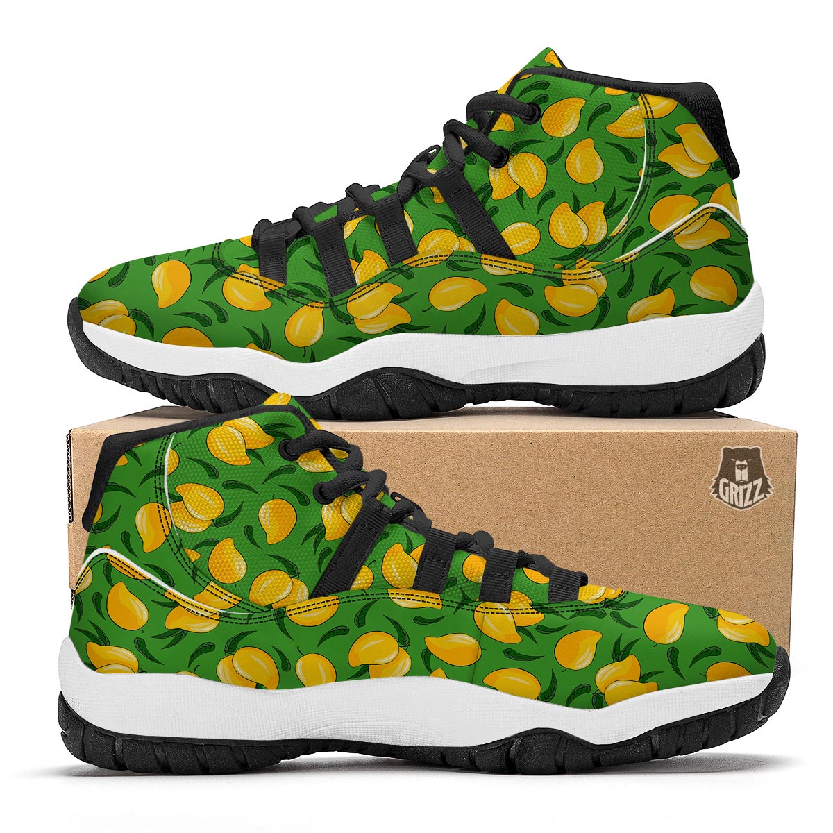 Mango Print Pattern Black Bball Shoes-grizzshop