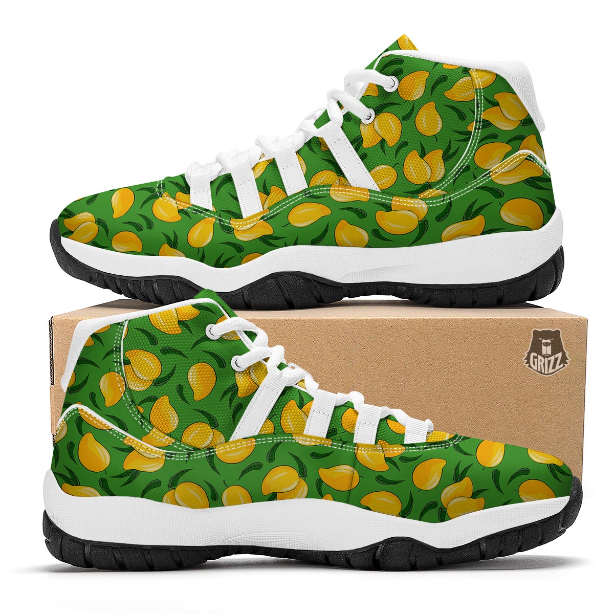 Mango Print Pattern White Bball Shoes-grizzshop