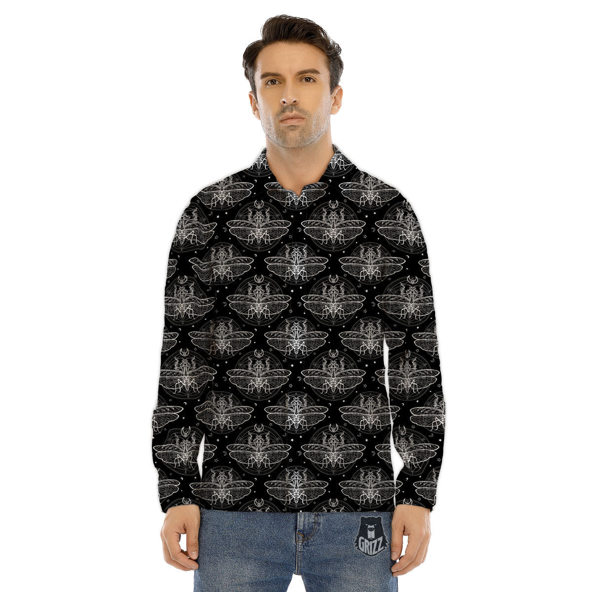 Mantis Animal Print Pattern Men's Dress Shirts-grizzshop