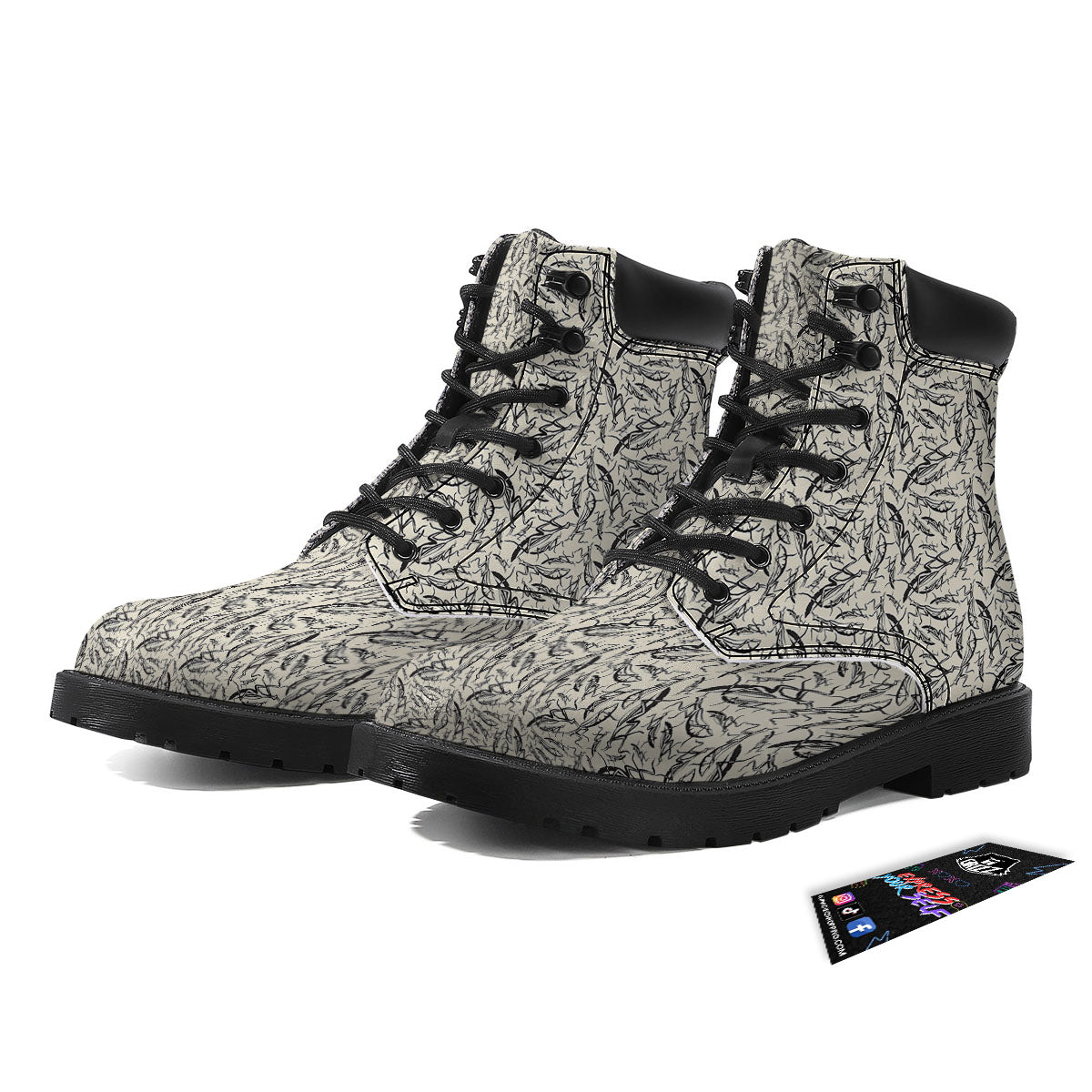 Mantis Beige And Blue Print Pattern Boots-grizzshop