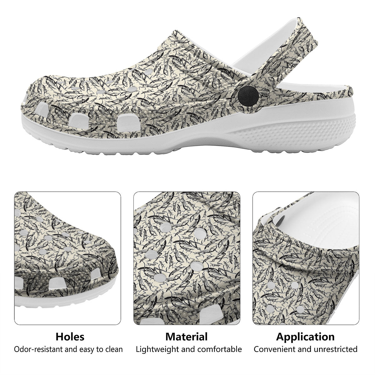 Mantis Beige And Blue Print Pattern Clog-grizzshop