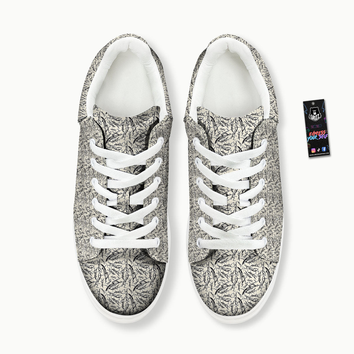 Mantis Beige And Blue Print Pattern Platform Shoes-grizzshop