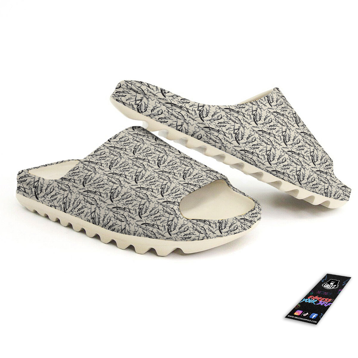 Mantis Beige And Blue Print Pattern Sandals-grizzshop