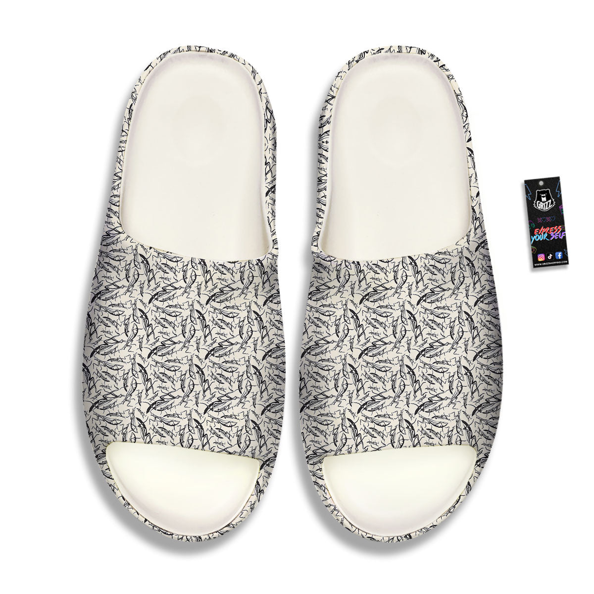Mantis Beige And Blue Print Pattern Sandals-grizzshop