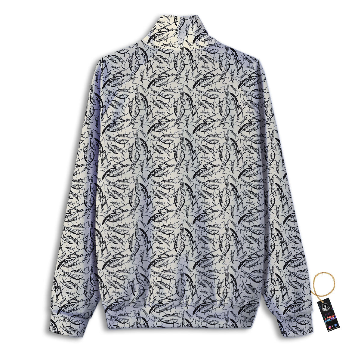 Mantis Beige And Blue Print Pattern Track Jacket-grizzshop
