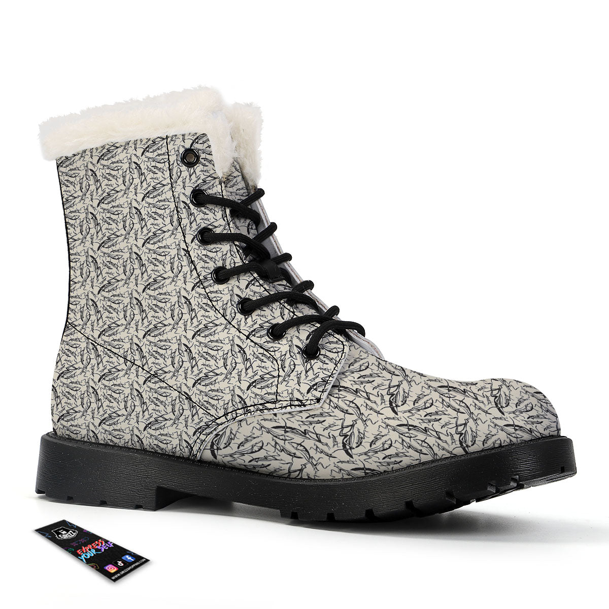 Mantis Beige And Blue Print Pattern Winter Boots-grizzshop