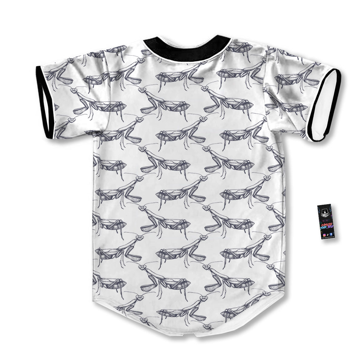 Mantis Hand Drawn Print Pattern Baseball Jersey-grizzshop