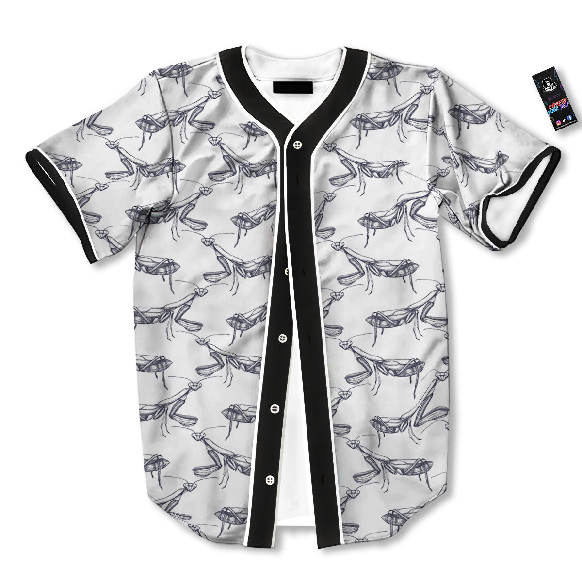 Mantis Hand Drawn Print Pattern Baseball Jersey-grizzshop