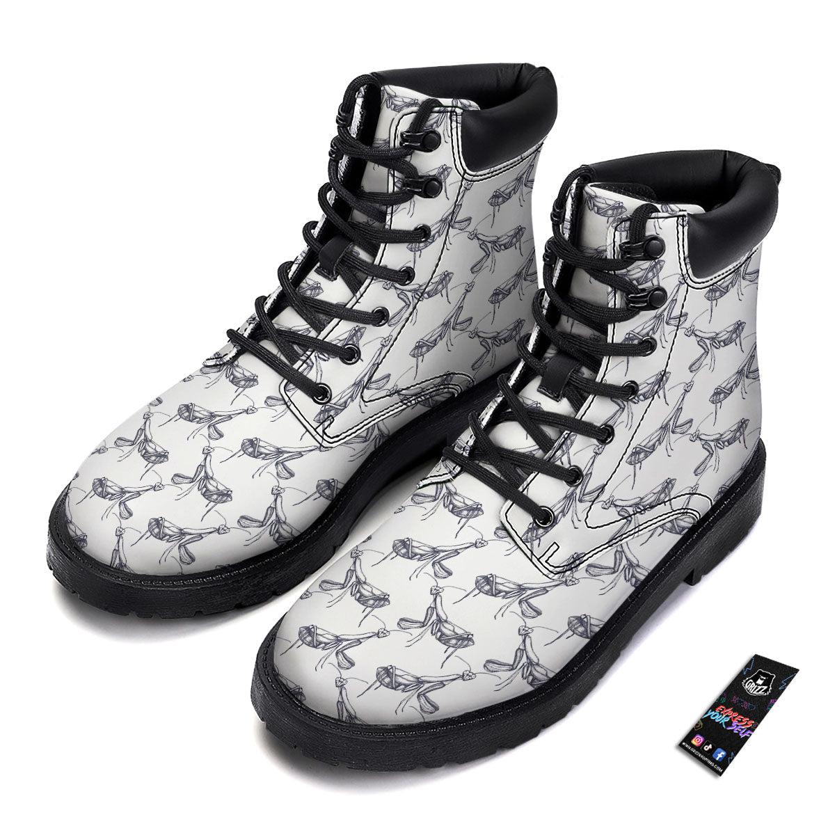 Mantis Hand Drawn Print Pattern Boots-grizzshop