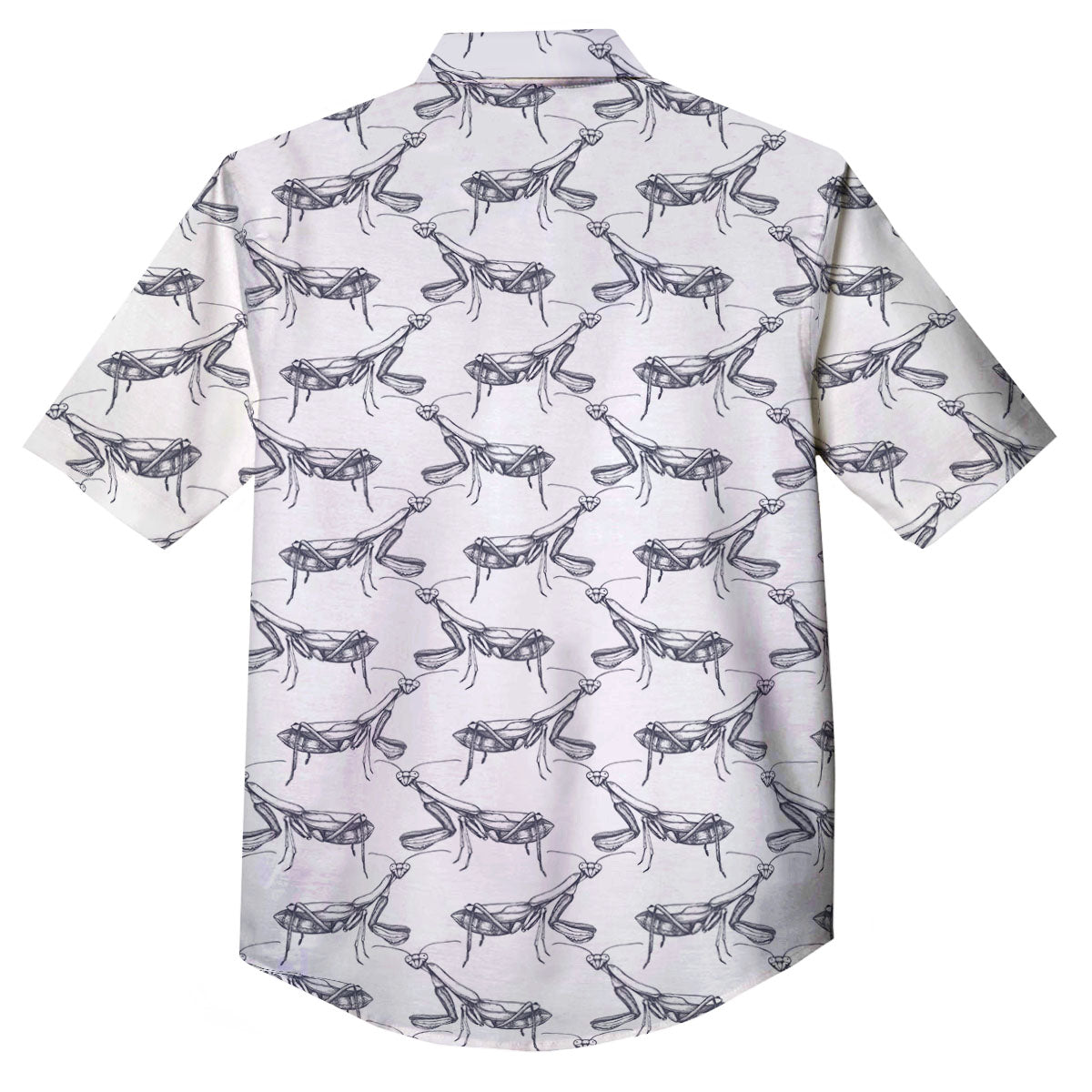 Mantis Hand Drawn Print Pattern Button Up Shirt-grizzshop