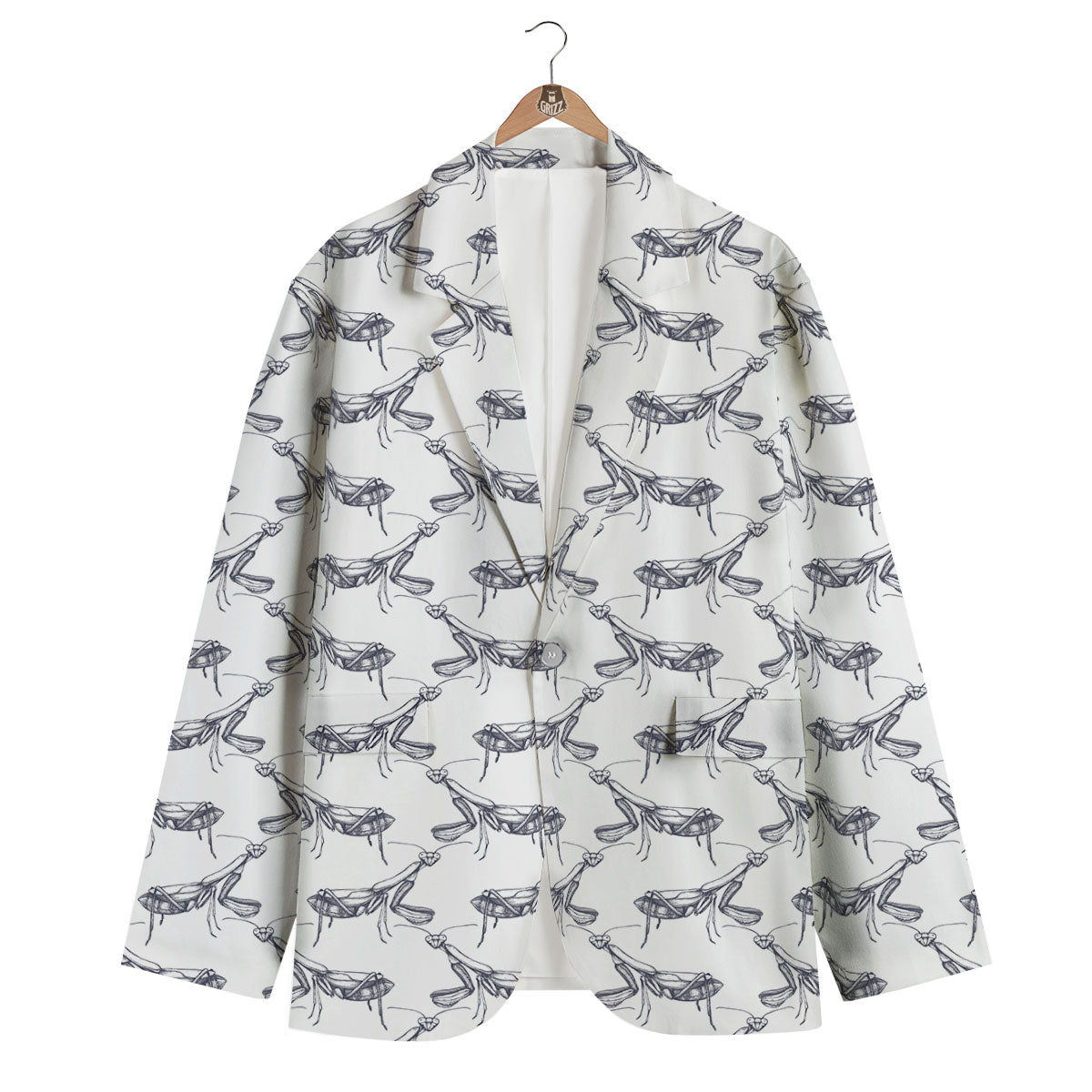 Mantis Hand Drawn Print Pattern Men's Blazer-grizzshop
