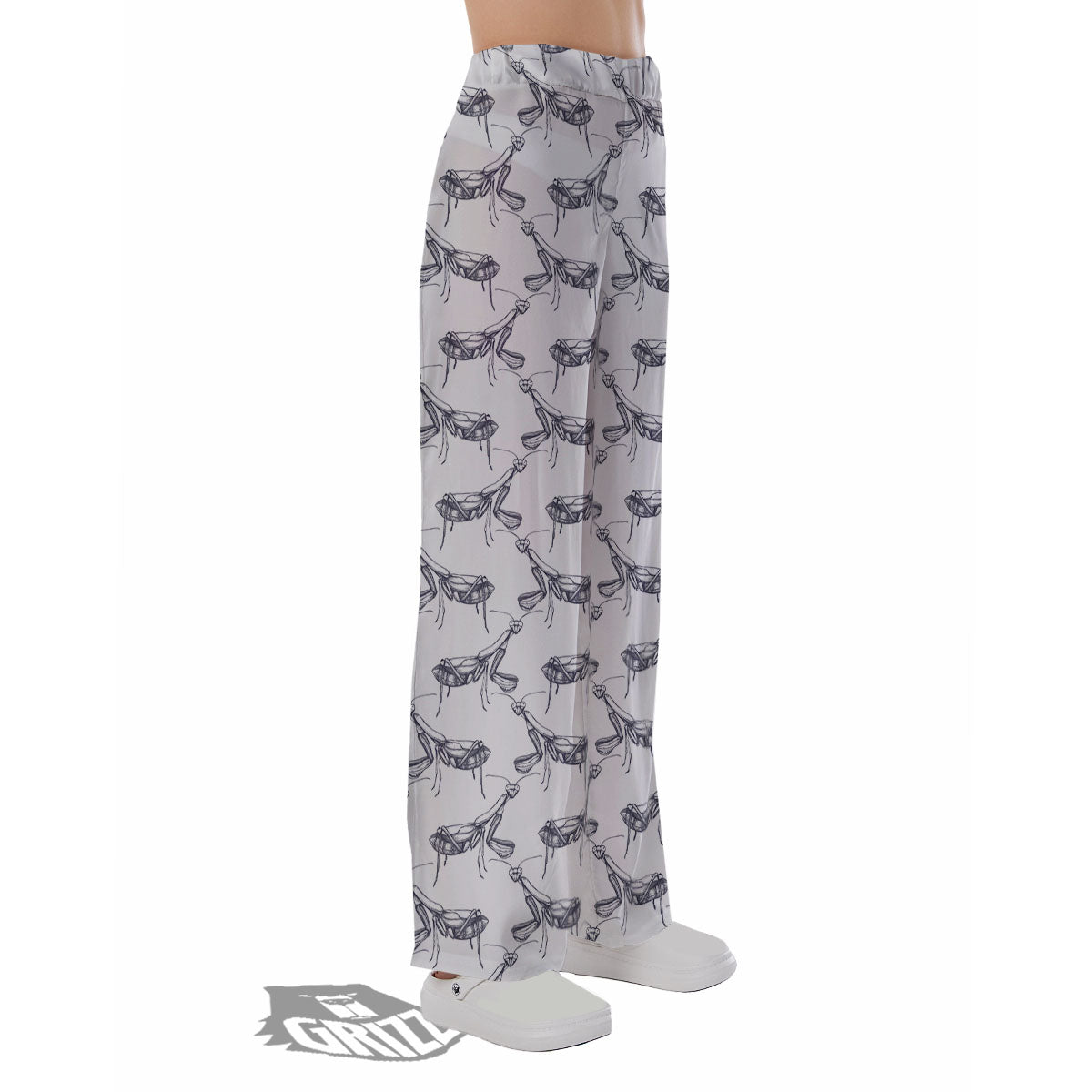 Mantis Hand Drawn Print Pattern Pajama Pants-grizzshop