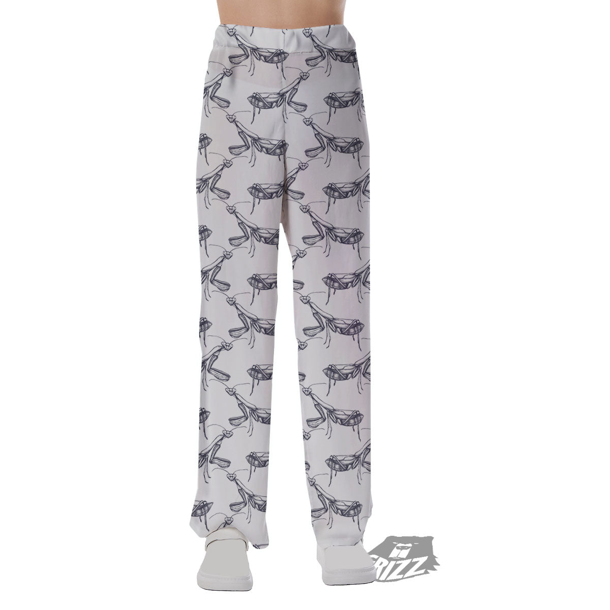 Mantis Hand Drawn Print Pattern Pajama Pants-grizzshop