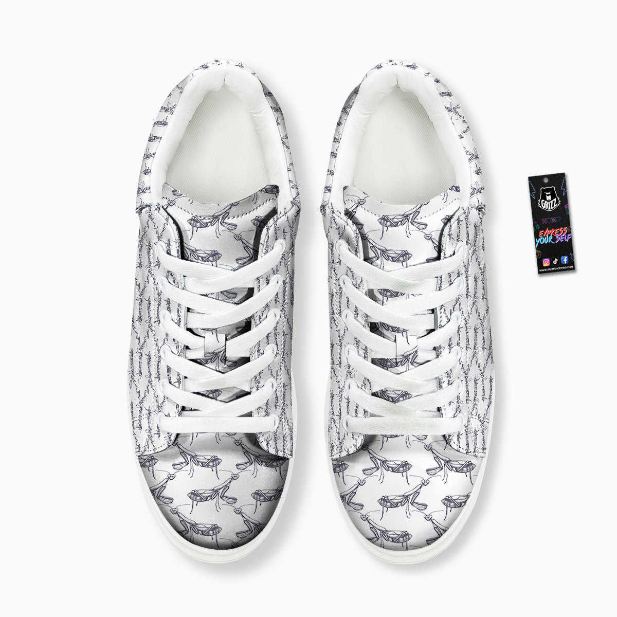 Mantis Hand Drawn Print Pattern Platform Shoes-grizzshop