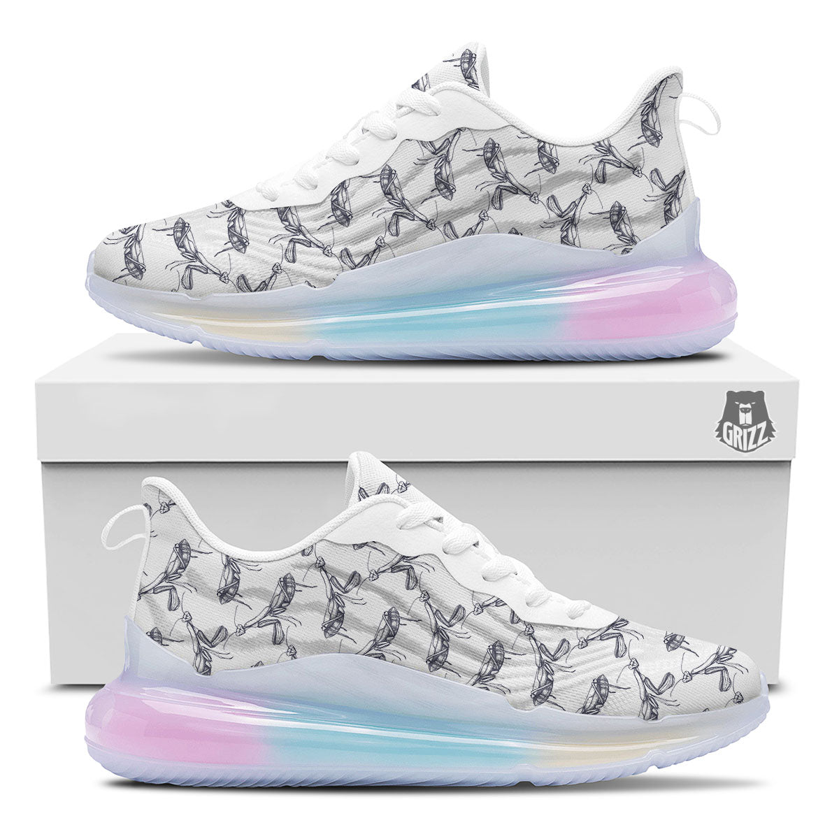 Mantis Hand Drawn Print Pattern Running Sneakers-grizzshop