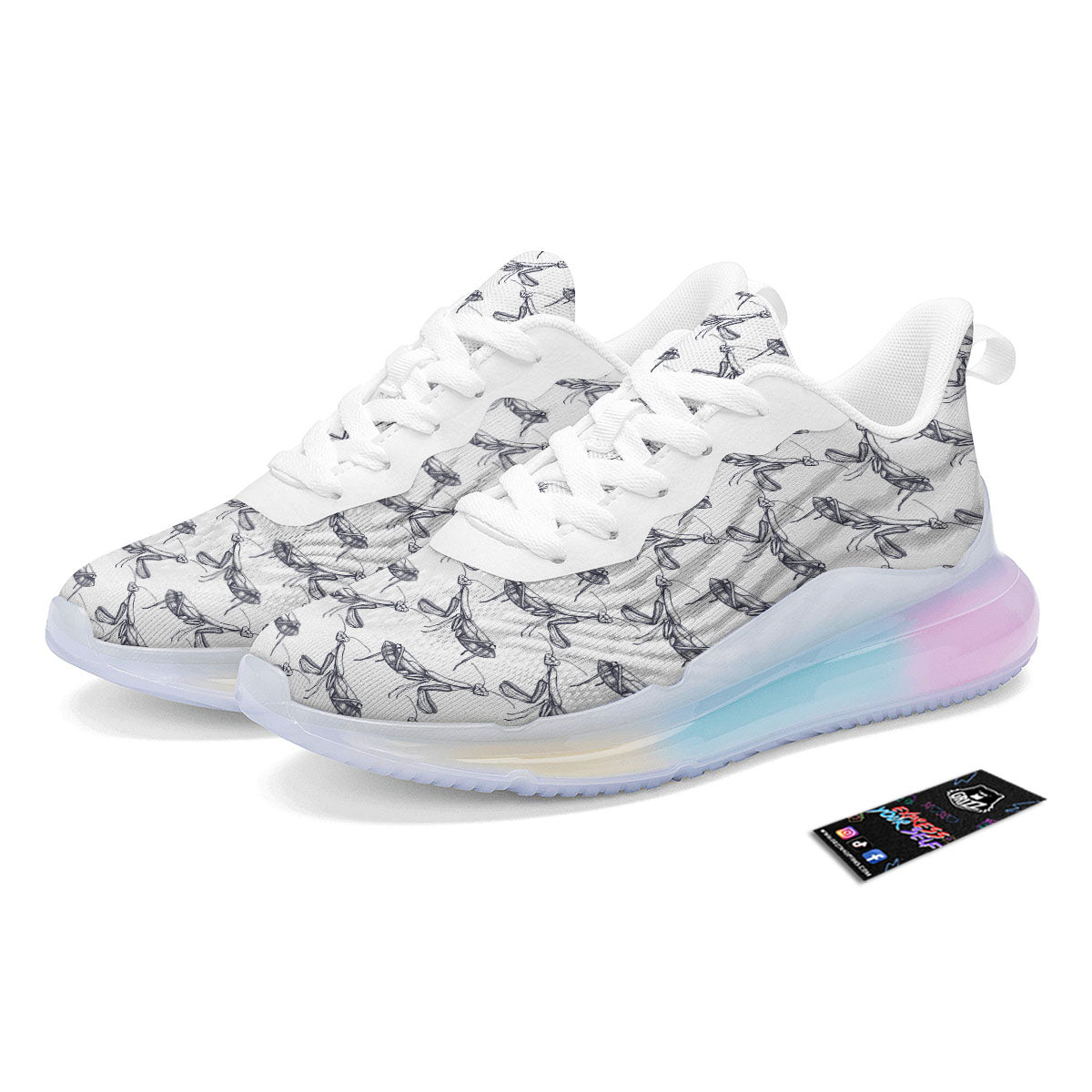 Mantis Hand Drawn Print Pattern Running Sneakers-grizzshop