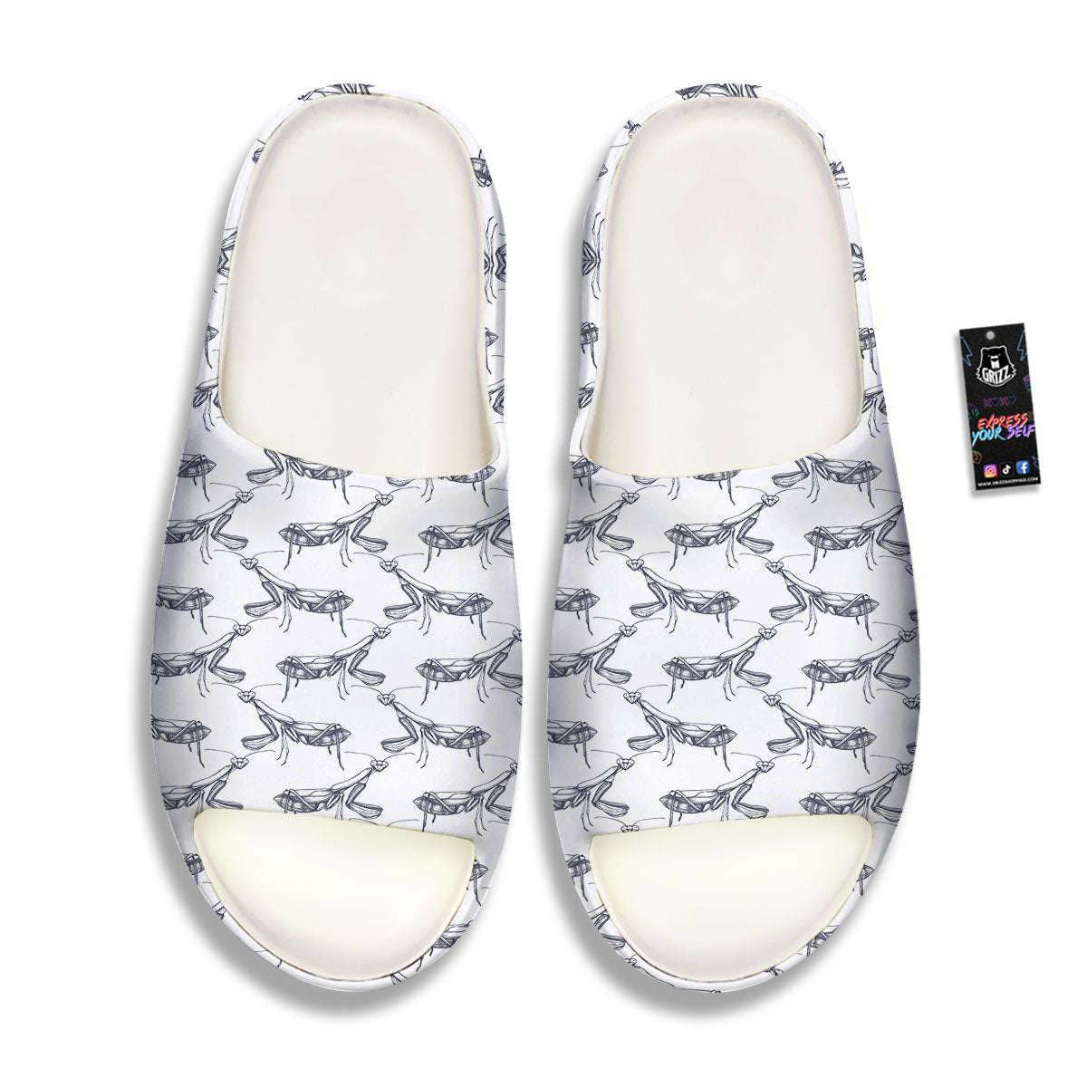 Mantis Hand Drawn Print Pattern Sandals-grizzshop