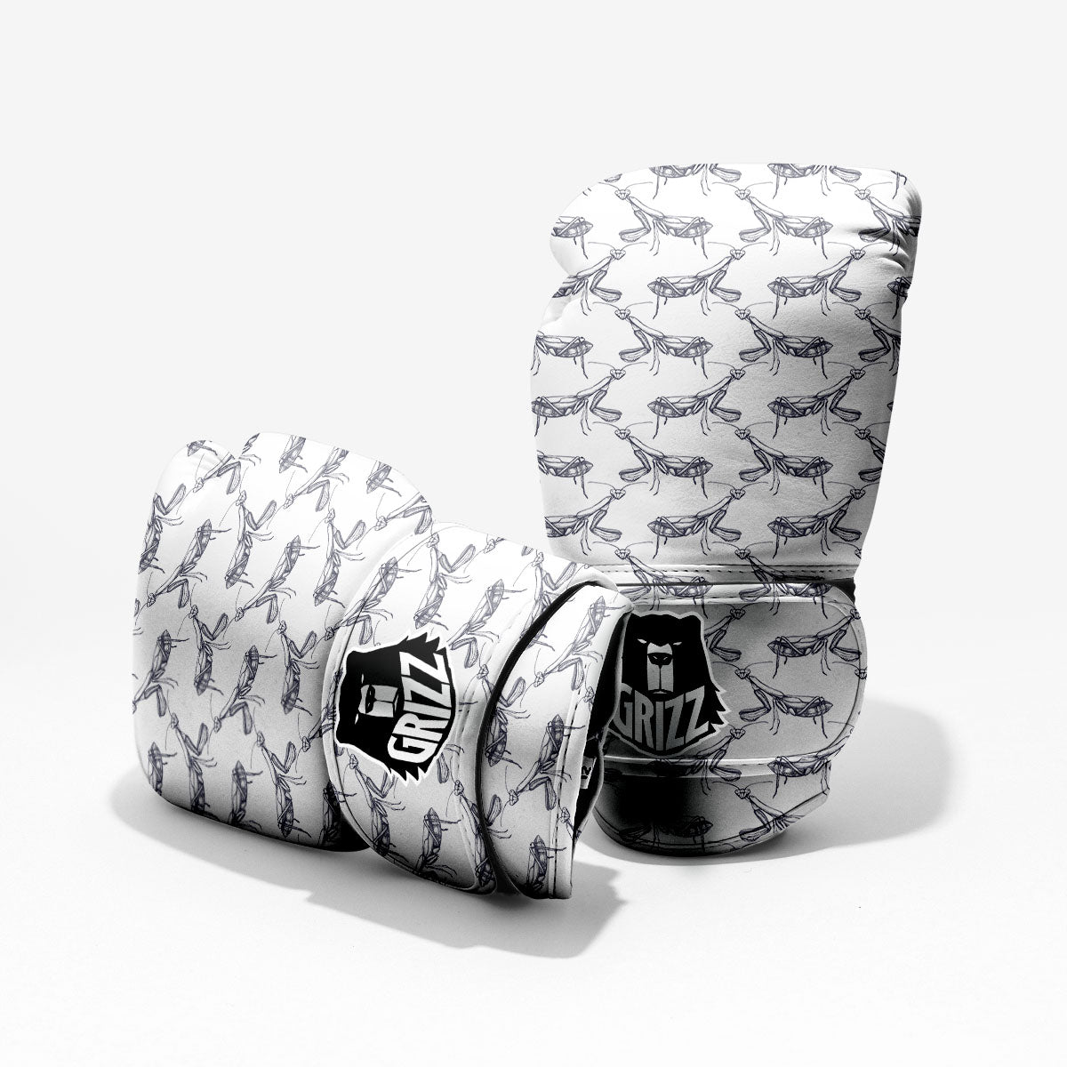 Mantis Hand Drawn Print Pattern Sparring Gloves-grizzshop