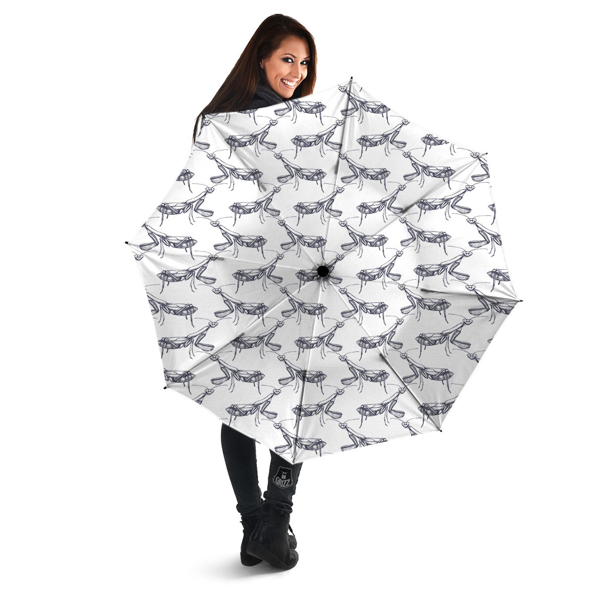 Mantis Hand Drawn Print Pattern Umbrella-grizzshop