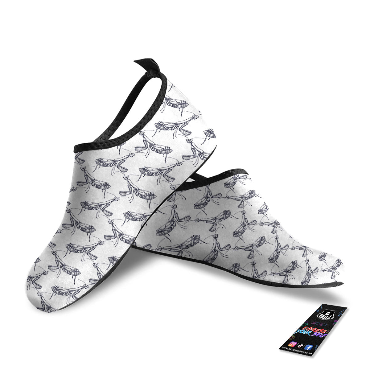 Mantis Hand Drawn Print Pattern Water Shoes-grizzshop