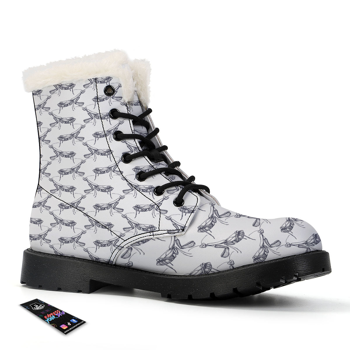Mantis Hand Drawn Print Pattern Winter Boots-grizzshop