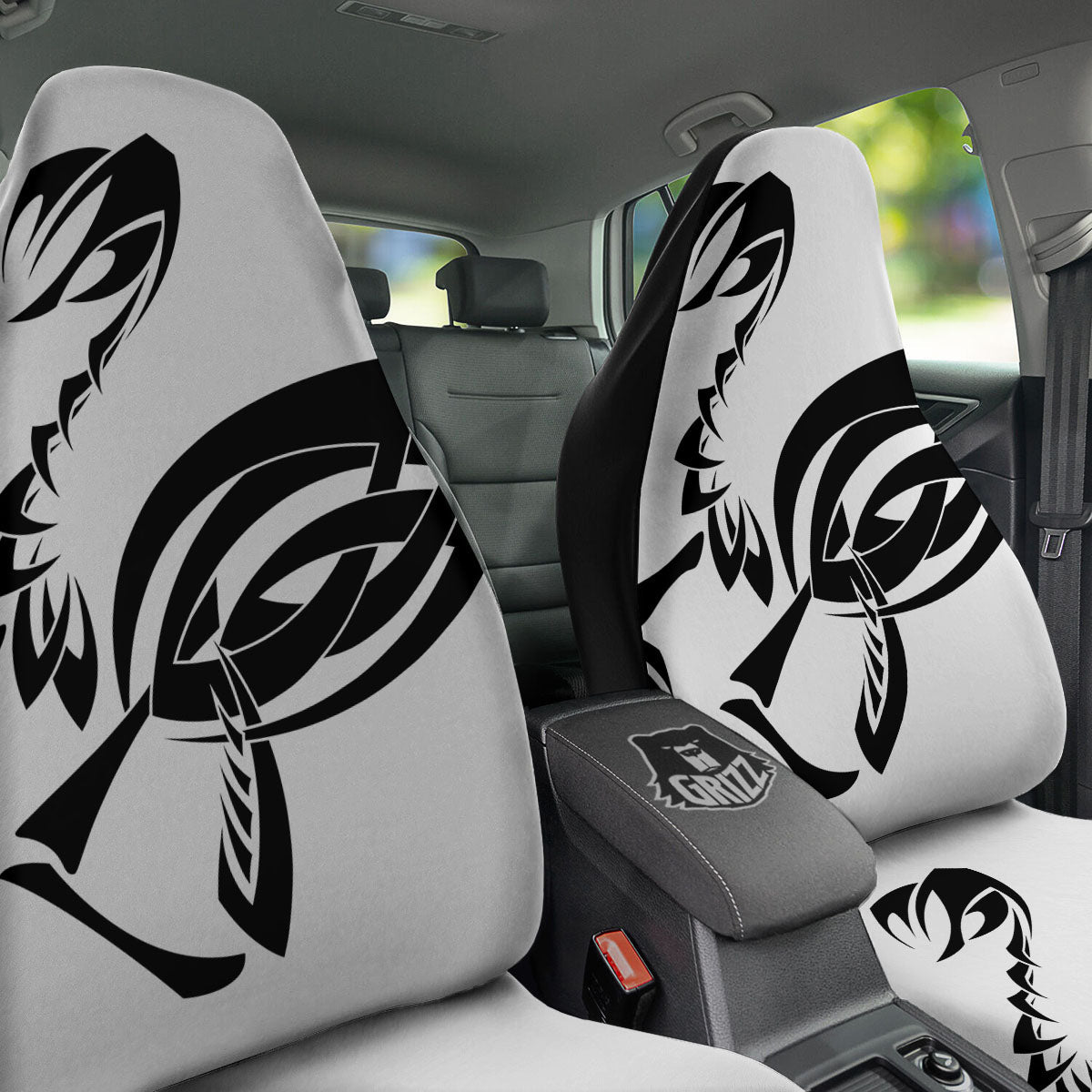 Mantis Spirit White And Black Print Car Seat Covers-grizzshop