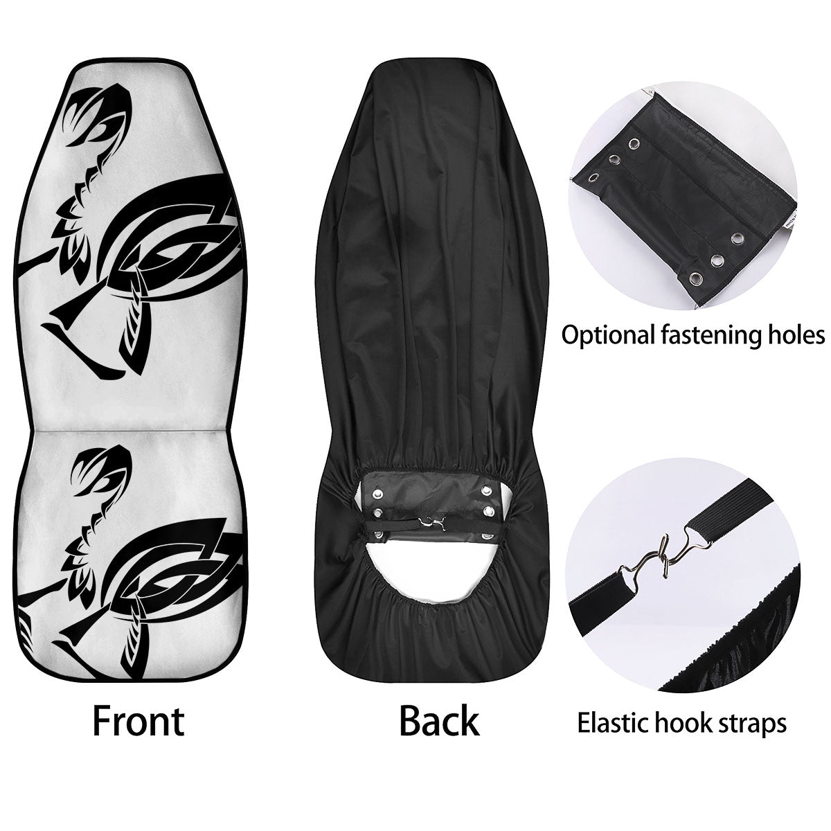 Mantis Spirit White And Black Print Car Seat Covers-grizzshop