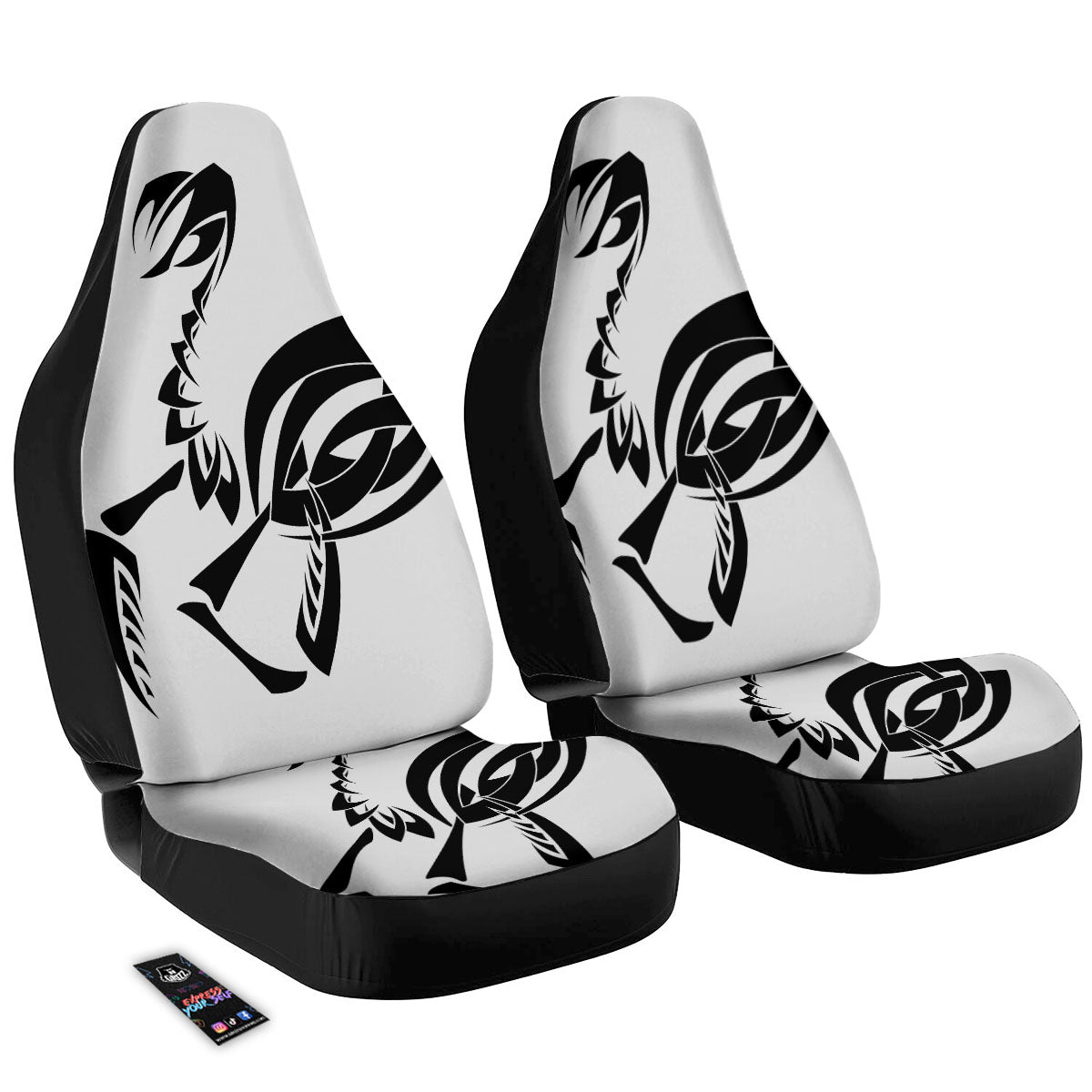 Mantis Spirit White And Black Print Car Seat Covers-grizzshop