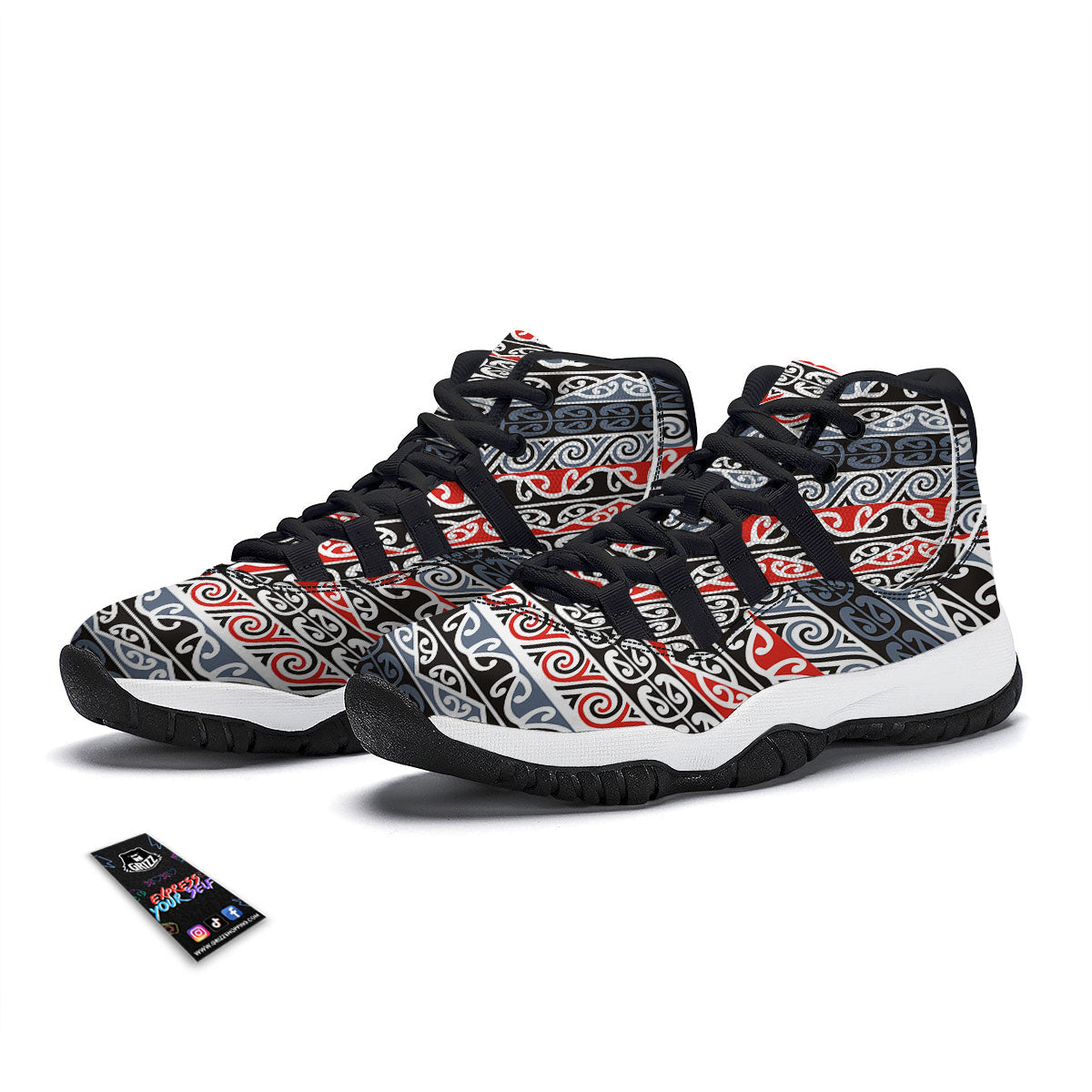 Maori Fence Black Bball Shoes-grizzshop
