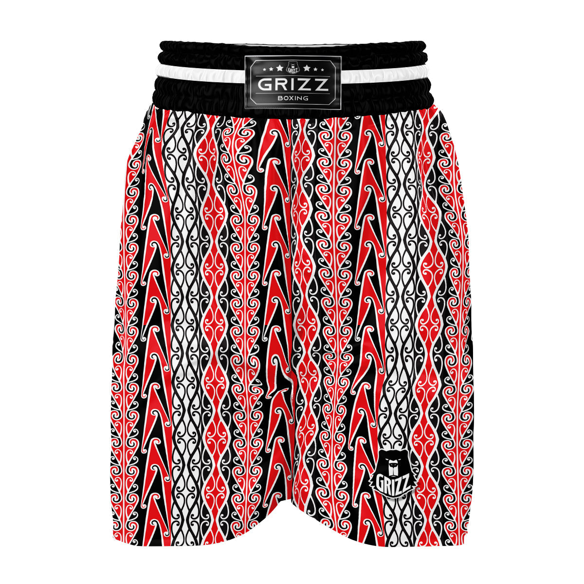 Maori Fence Print Boxing Shorts-grizzshop