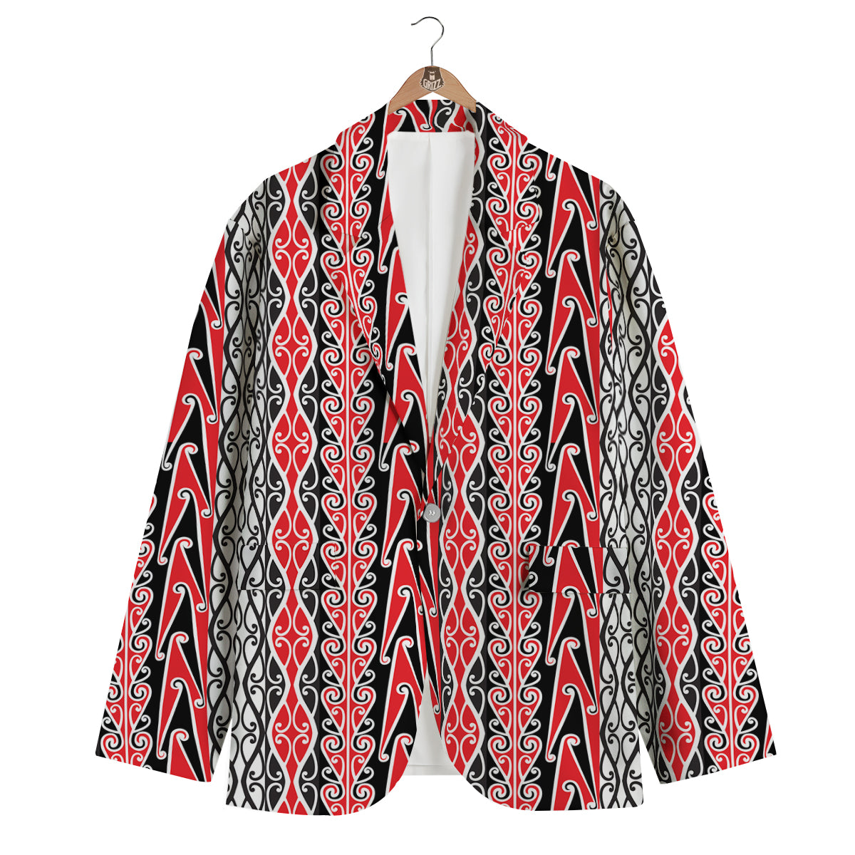 Maori Fence Print Men's Blazer-grizzshop