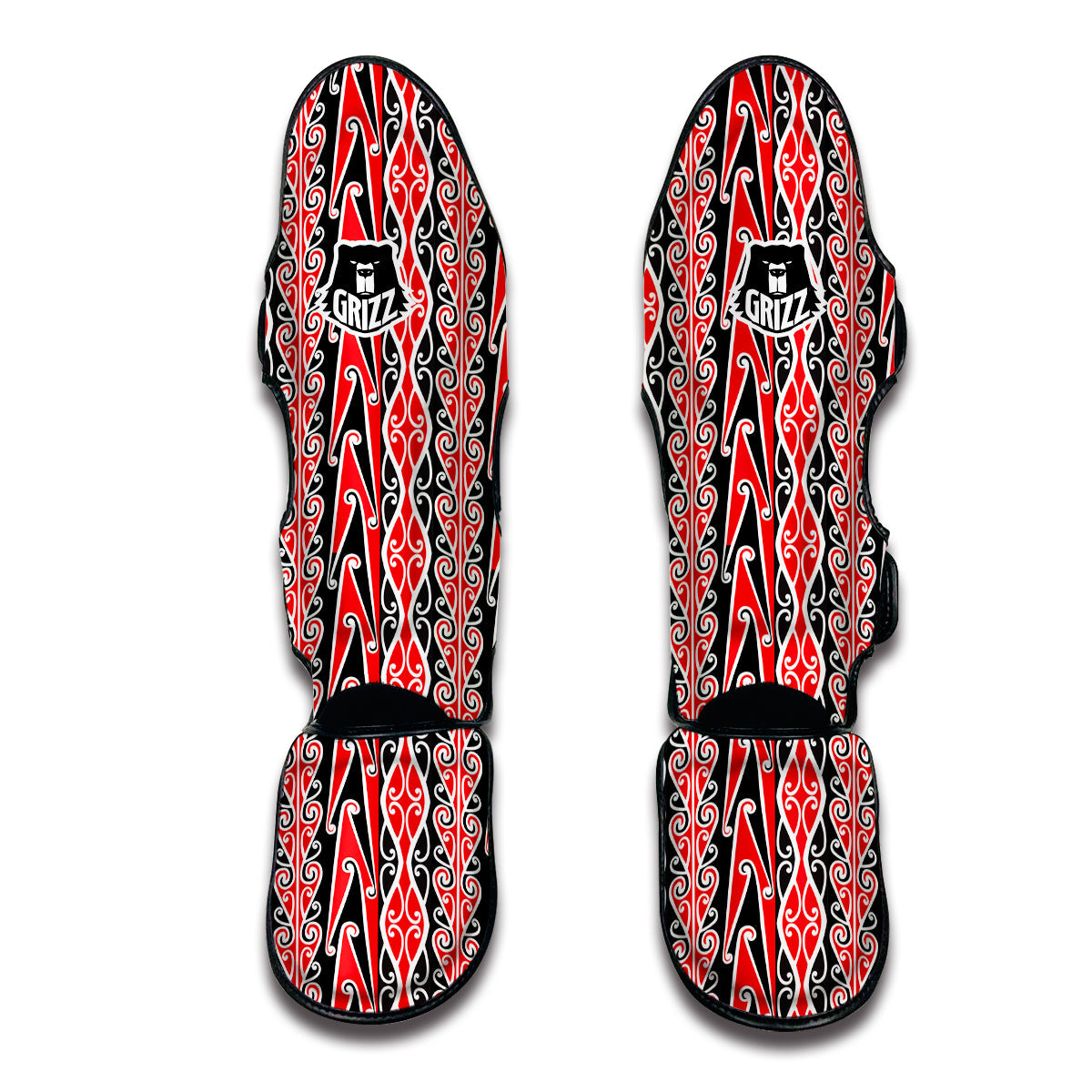 Maori Fence Print Muay Thai Shin Guards-grizzshop