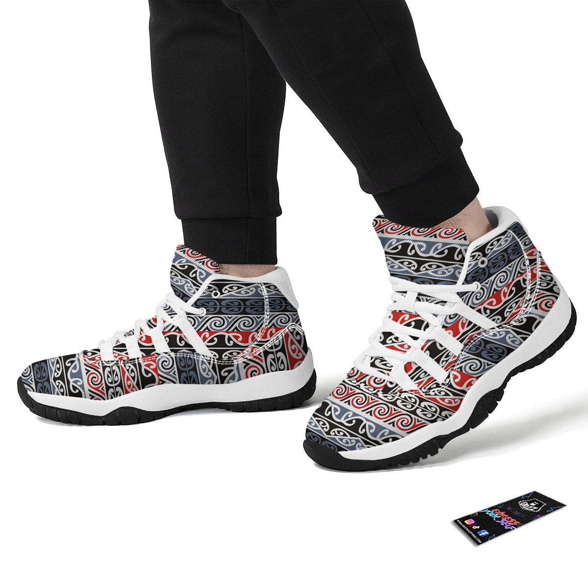 Maori Fence White Bball Shoes-grizzshop